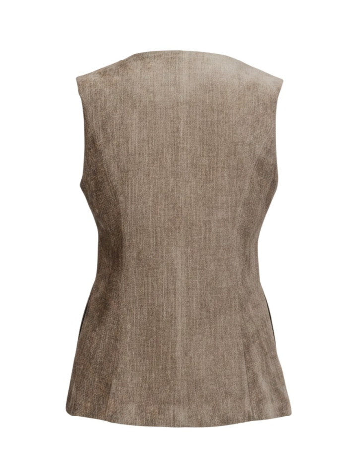 Bruine gilet in velours Eleh 