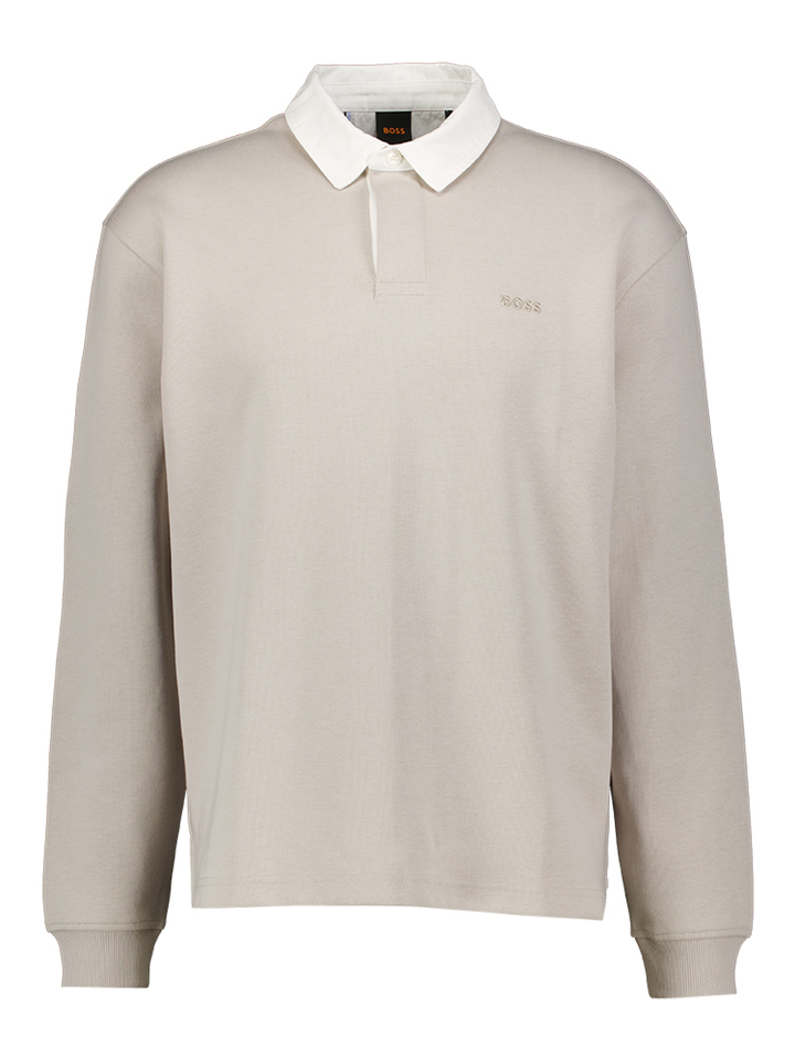 Grijze sweater met witte polo kraag Pe exis Hugo Boss