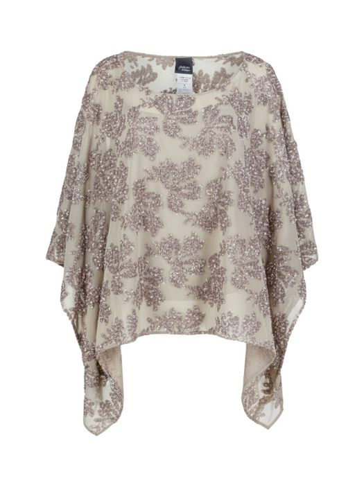 Oversized taupe kleurige bloes met pailetten