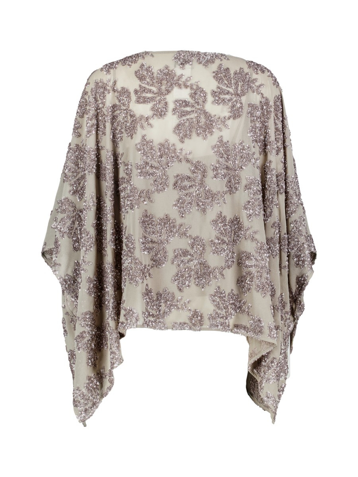Oversized taupe kleurige bloes met pailetten 