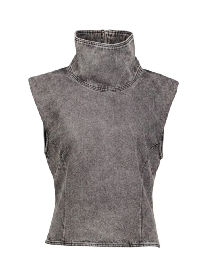 Donkergrijze blouse in jeansstof Tomo Collectors CLub