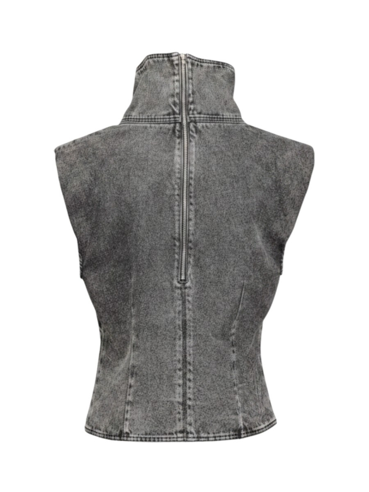 Donkergrijze blouse in jeansstof Tomo Collectors CLub