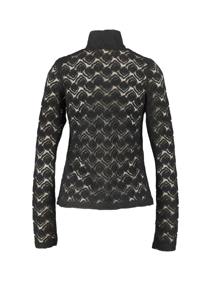 Zwarte halfdoorzichtige kanten blouse Tamara Collectors Club