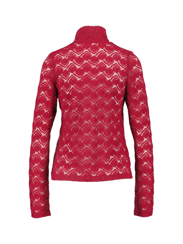 Rode hafldoorzichtige kanten blouse Tamara Collectors Club