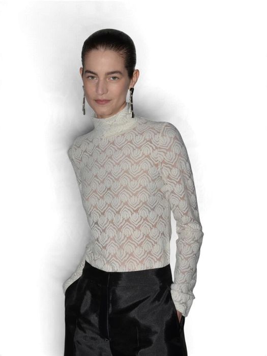 Witte halfdoorzichtige kanten blouse Tamara Collectors Club