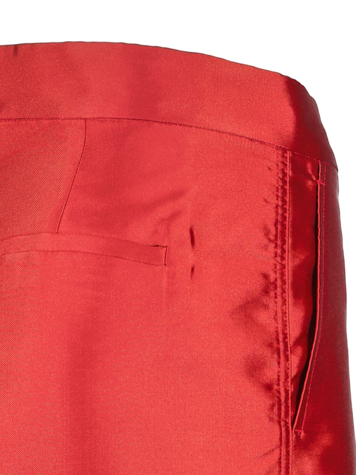 Rode glanzende geklede broek met bandplooien Collectors Club