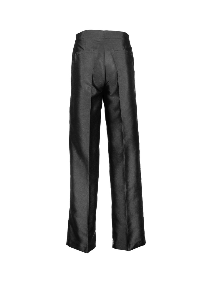 Zwarte glanzende geklede broek met bandplooien Collectors Club