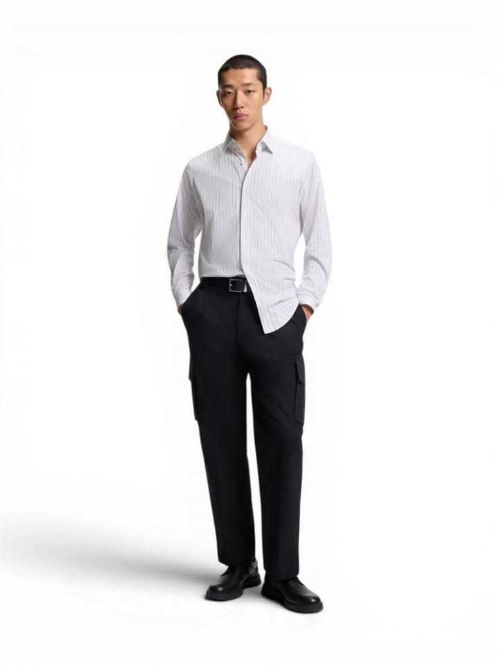 Wit hemd met blauwe strepen (regular fit) met lange mouwen Hugo Boss 