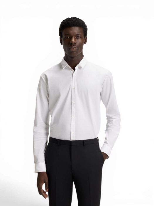Open white katoenen hemd (extra slim fit) met korte mouwen Hugo Boss