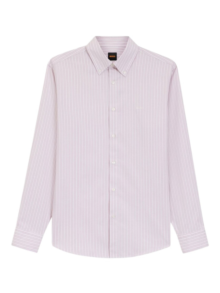 Licht pastel paars gestreept hemed (regular fit) met lange mouwen Hugo Boss 