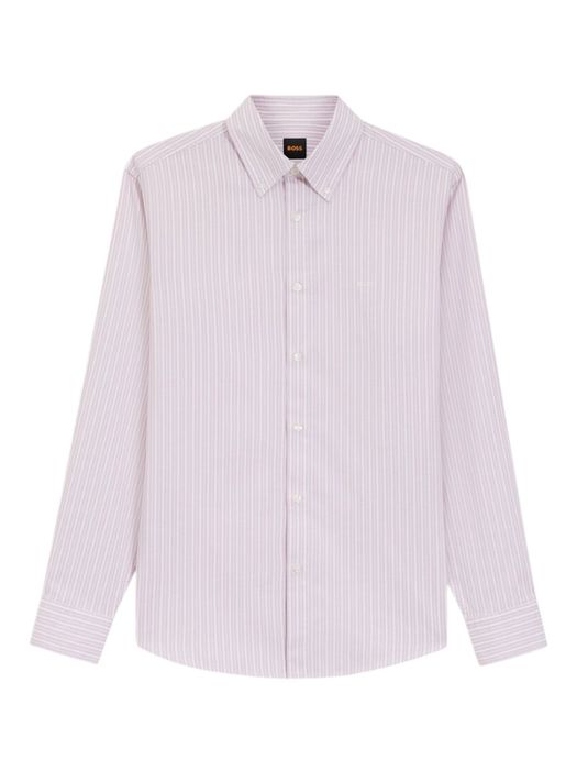 Licht pastel paars gestreept hemed (regular fit) met lange mouwen Hugo Boss