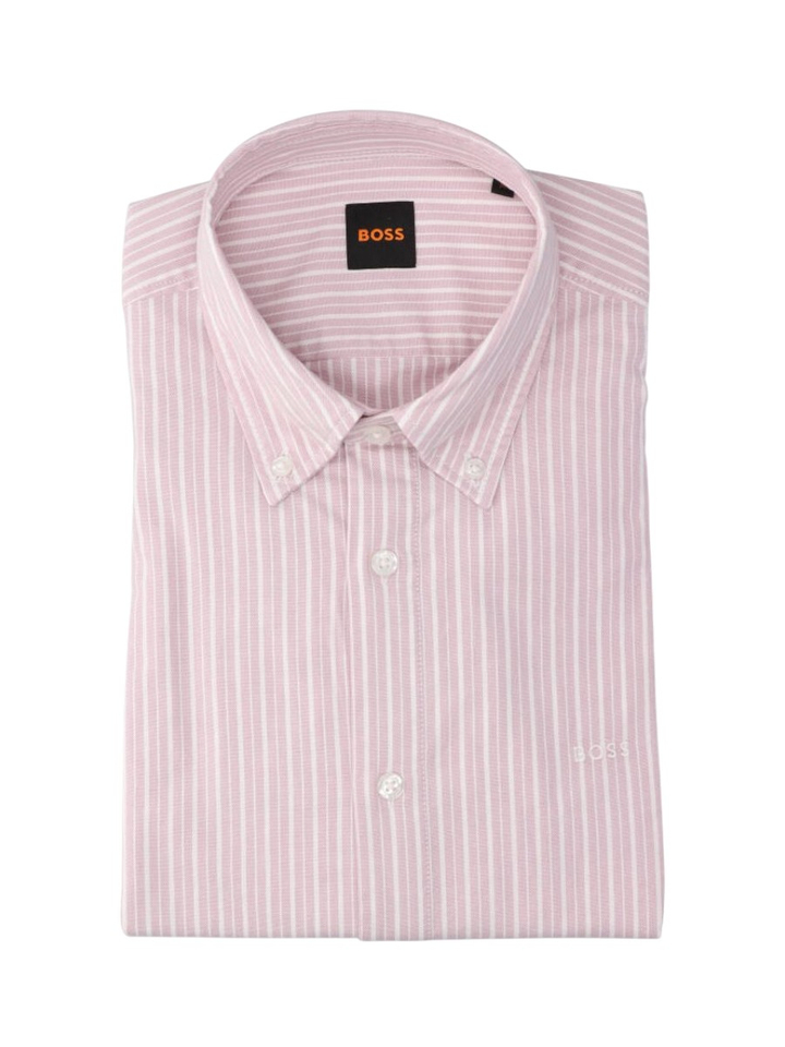 Licht pastel paars gestreept hemed (regular fit) met lange mouwen Hugo Boss 