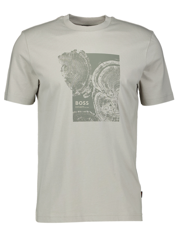 Grijze t-shirt met kaki print Imprint Hugo Boss