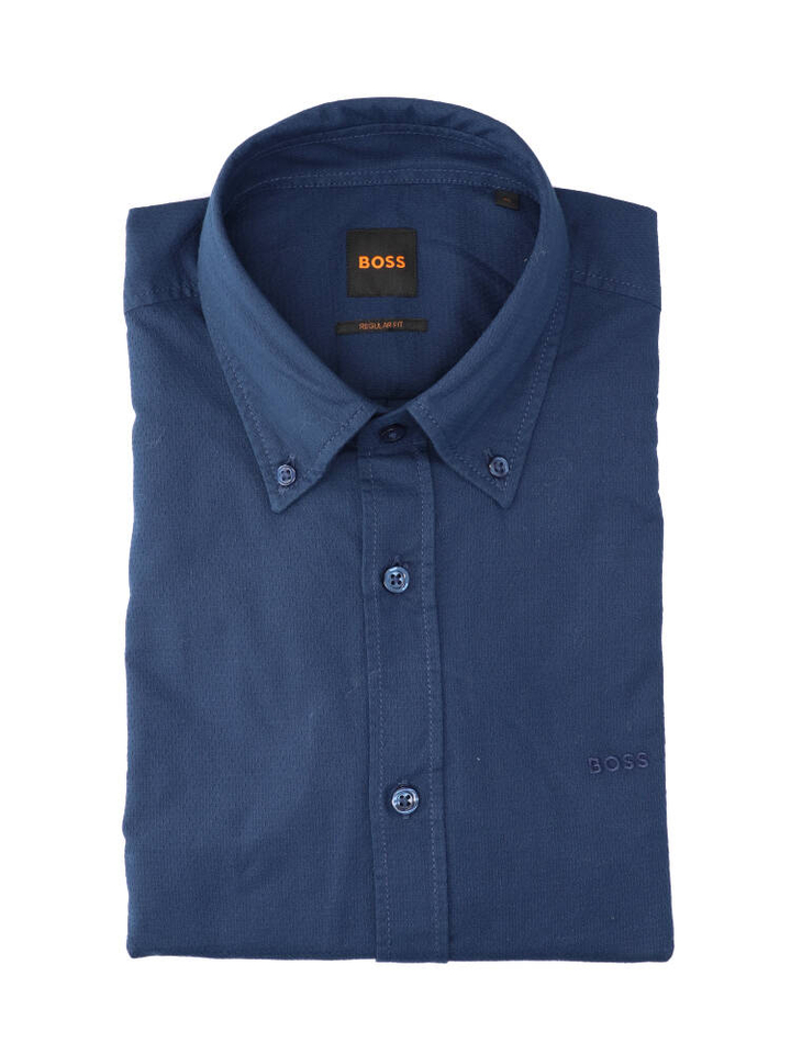 Open blue katoenen hemd (regular fit) met lange mouwen Hugo Boss