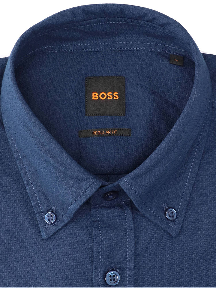 Open blue katoenen hemd (regular fit) met lange mouwen Hugo Boss