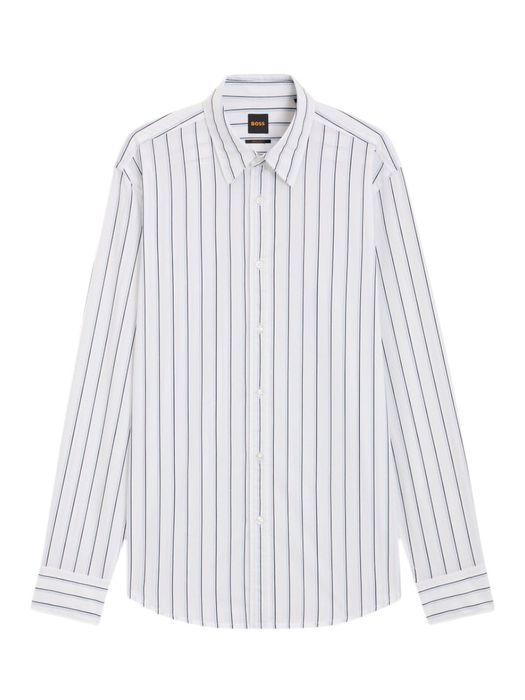 Wit katoenen hemd (regular fit) met strepen en lange mouwen Hugo Boss