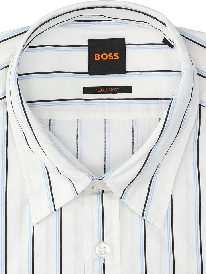 Wit katoenen hemd (regular fit) met strepen en lange mouwen  Hugo Boss