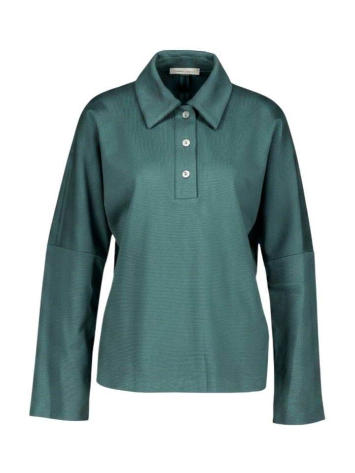 Donkergroene blouse met kraag Liviana Conti