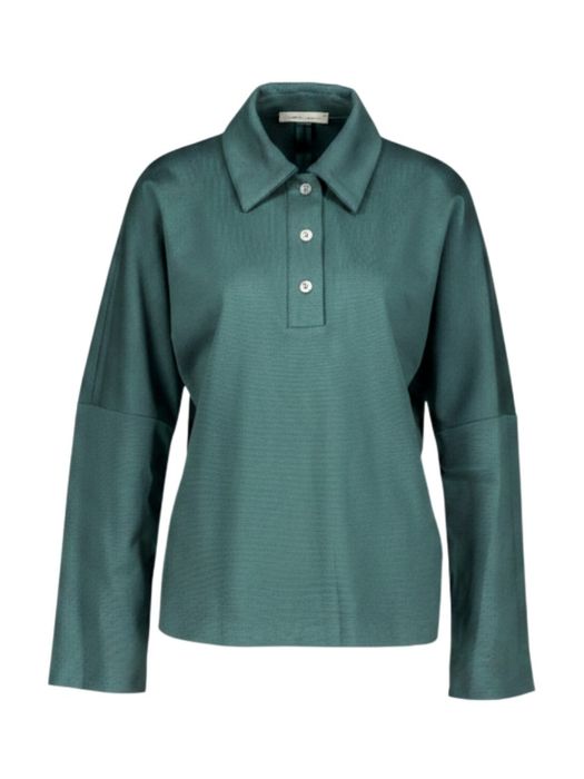 Donkergroene blouse met kraag Liviana Conti