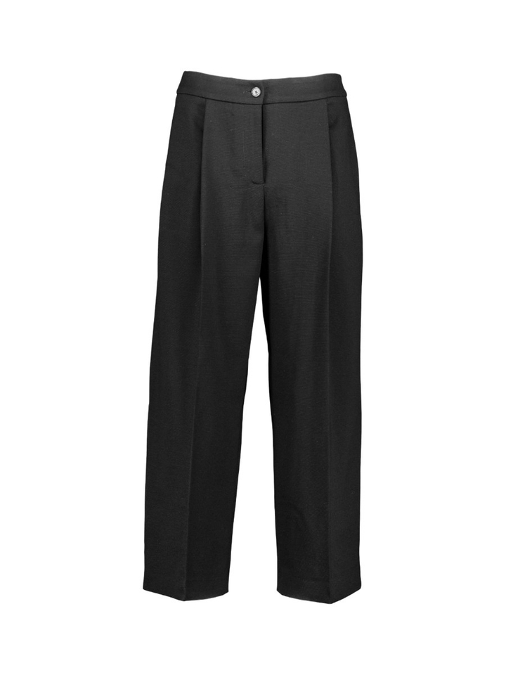 Zwarte wijde broek met bandplooi Liviana Conti