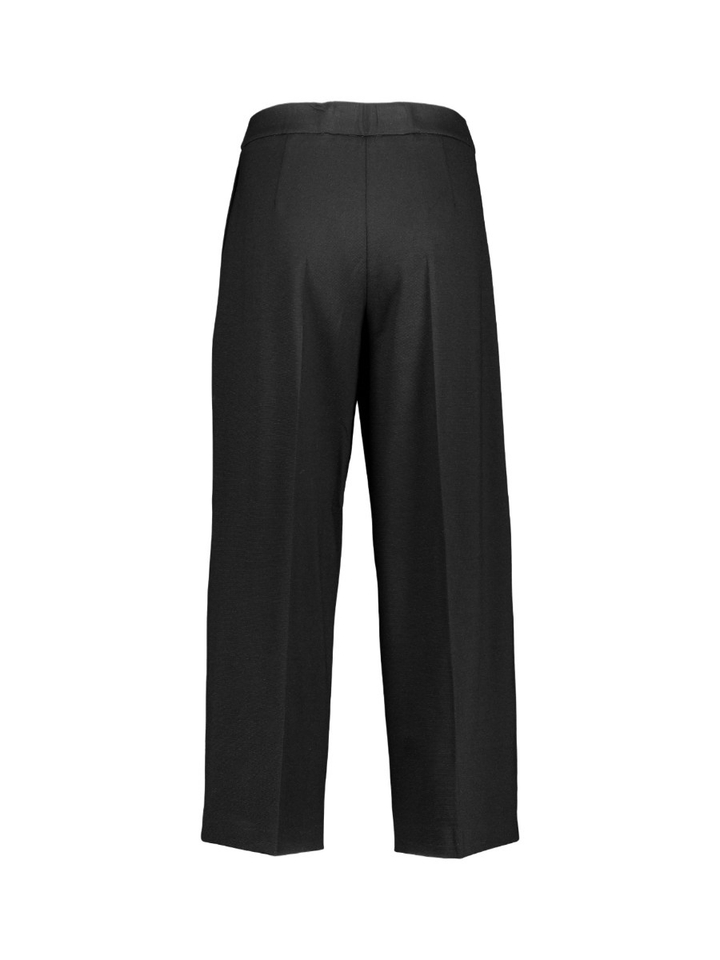 Zwarte wijde broek met bandplooi Liviana Conti