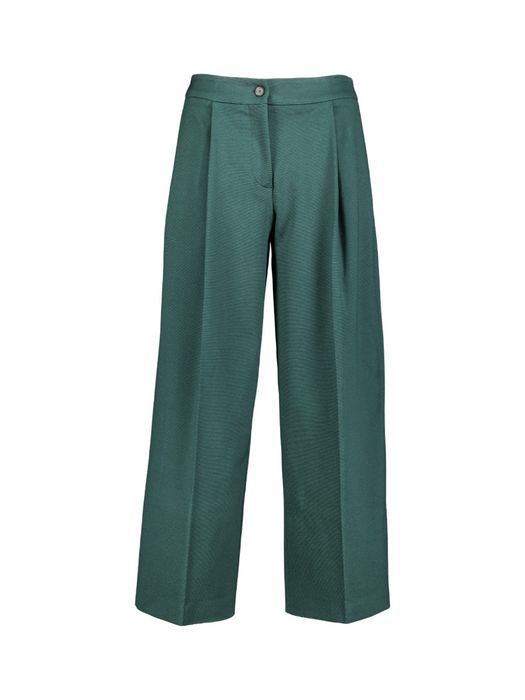 Donkergroene wijde broek met bandplooi Liviana Conti