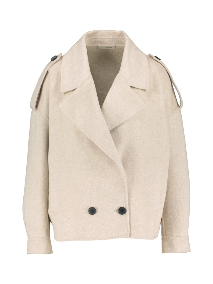 Beige korte mantel van wol en kasjmier Liviana Conti