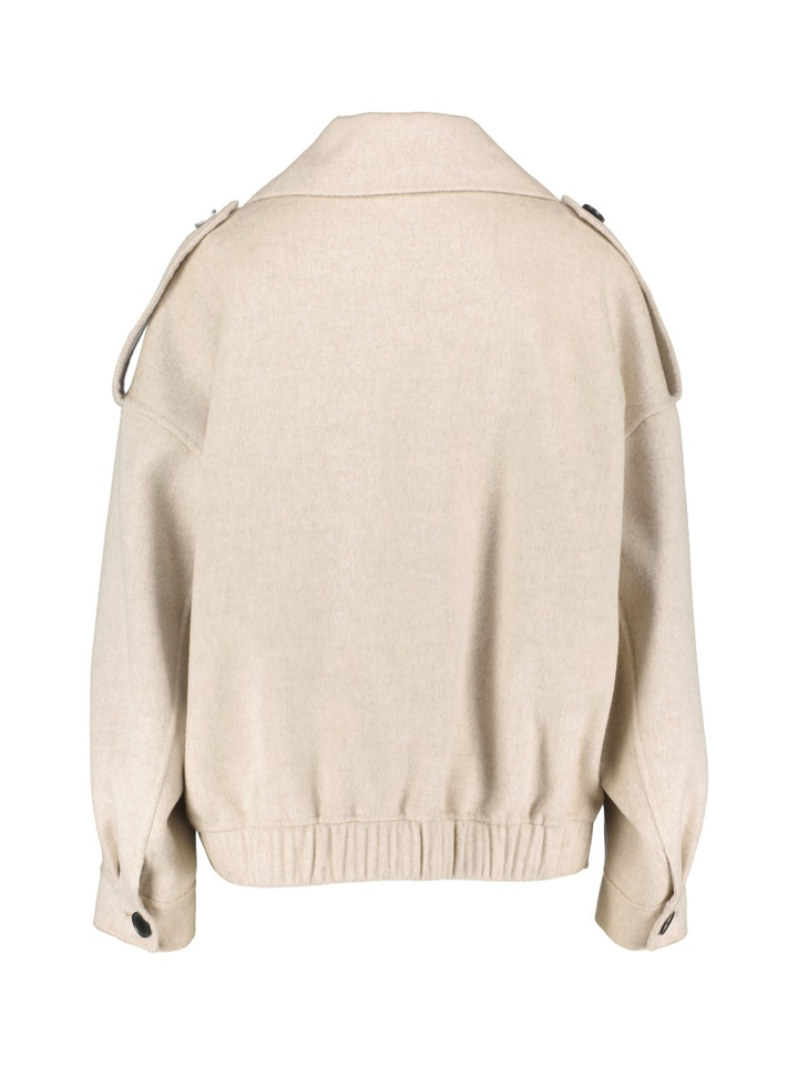 Beige korte mantel van wol en kasjmier Liviana Conti