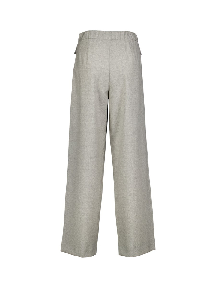 Grijze wijde broek met wol en bandplooi Liviana Conti