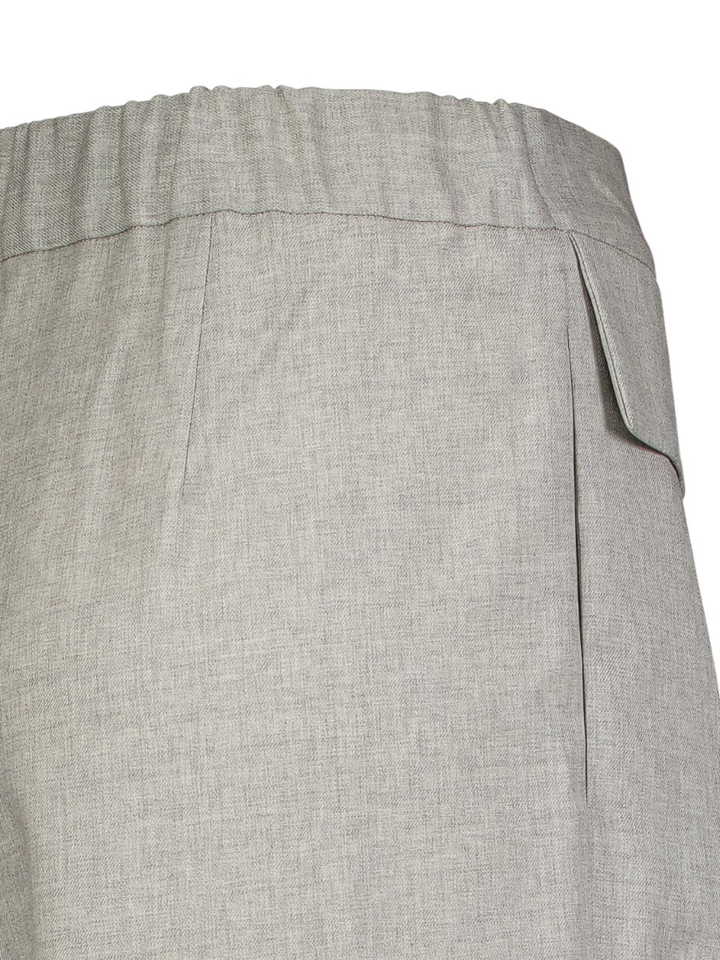 Grijze wijde broek met wol en bandplooi Liviana Conti