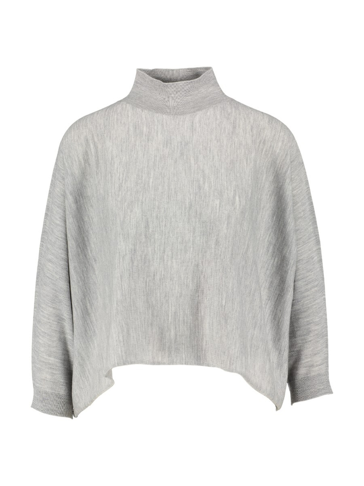 Grijze oversized wijde korte trui in wol Liviana Conti