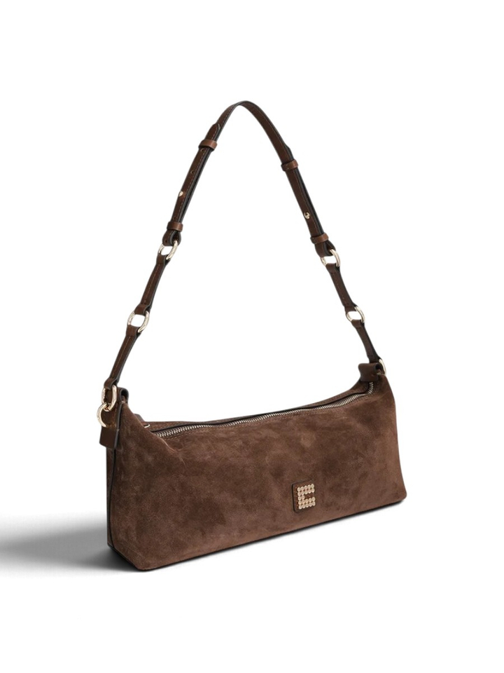 Chocolate bruine Charly suède handtas Clio Goldbrenner