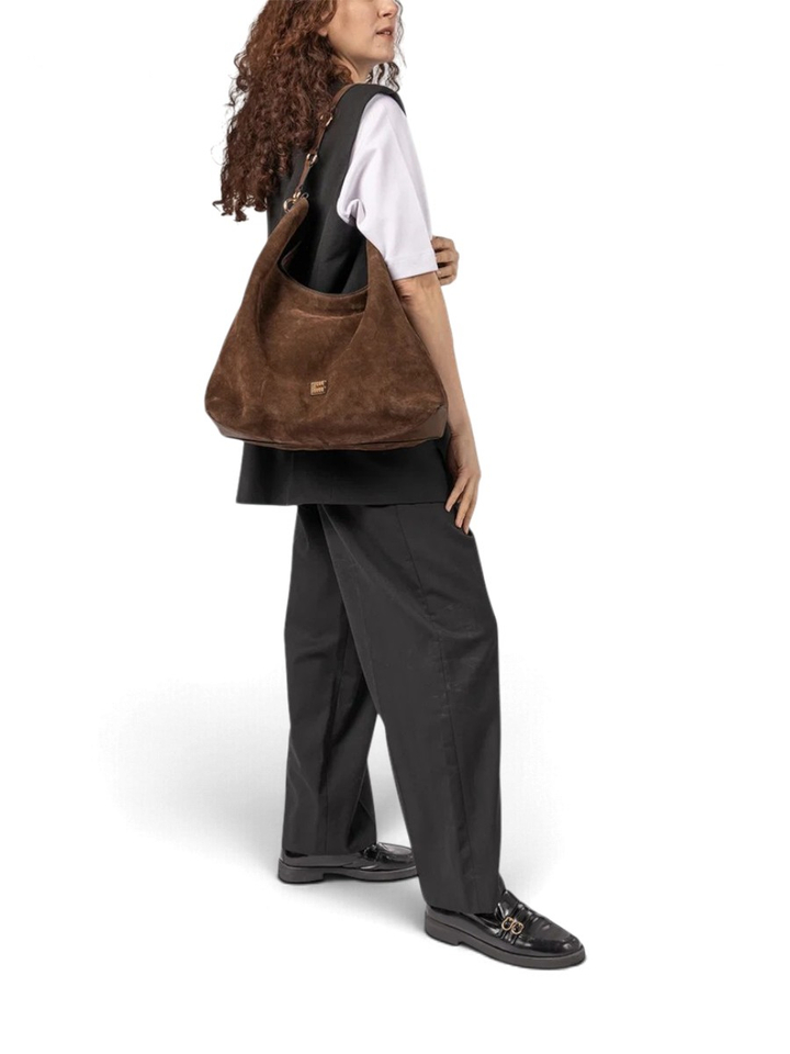 Chocolate bruine Carry Suède handtas Clio Goldbrenner