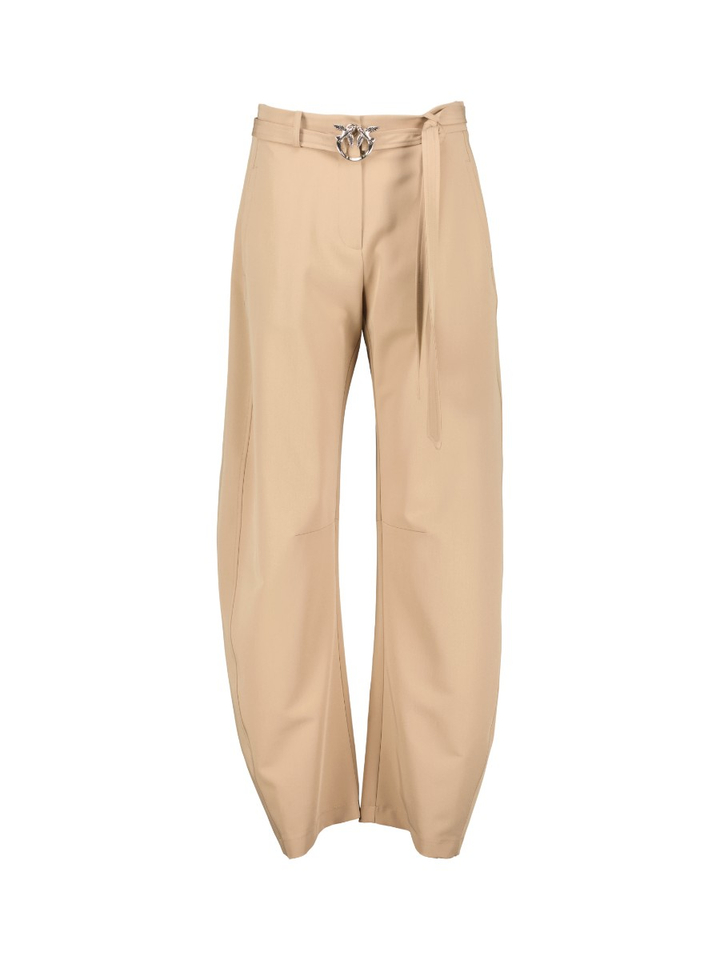 Beige geklede broek en hoge taille met riem Pinko 
