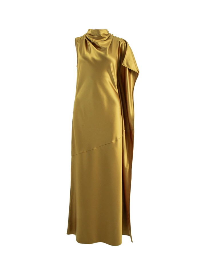 Gouden maxi-jurk met knoopdetail Pinko 