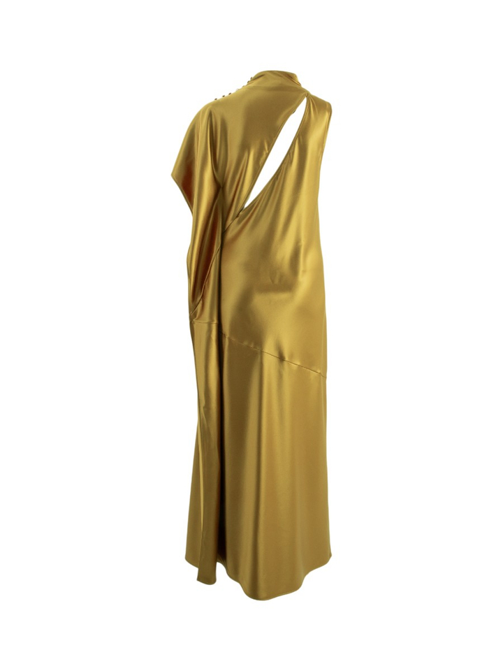 Gouden maxi-jurk met knoopdetail Pinko 