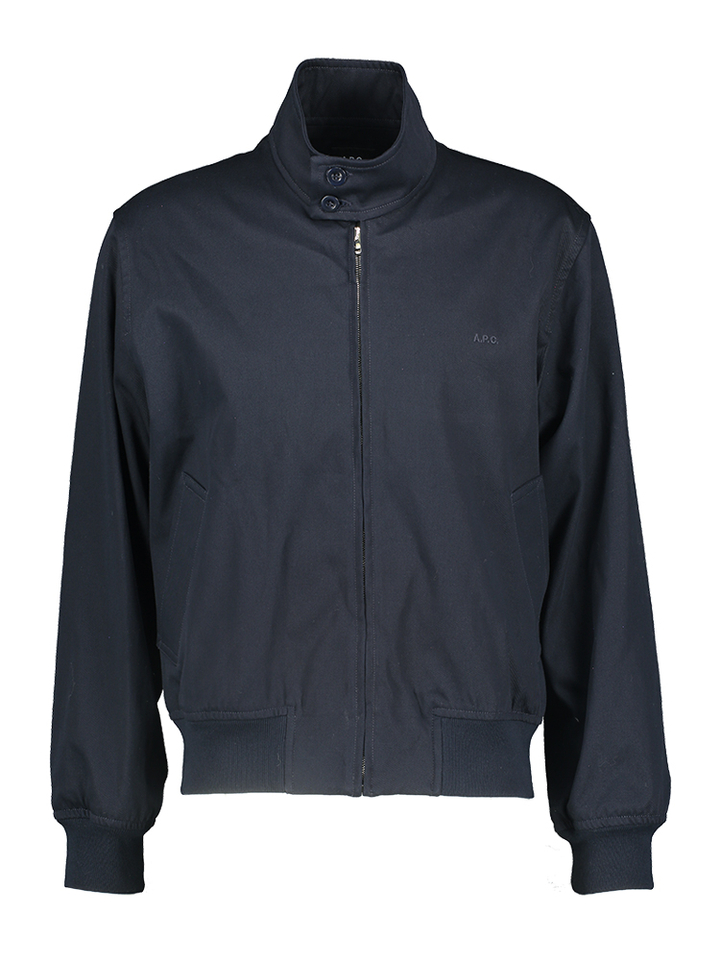 Blauwe korte jas met logo A.P.C