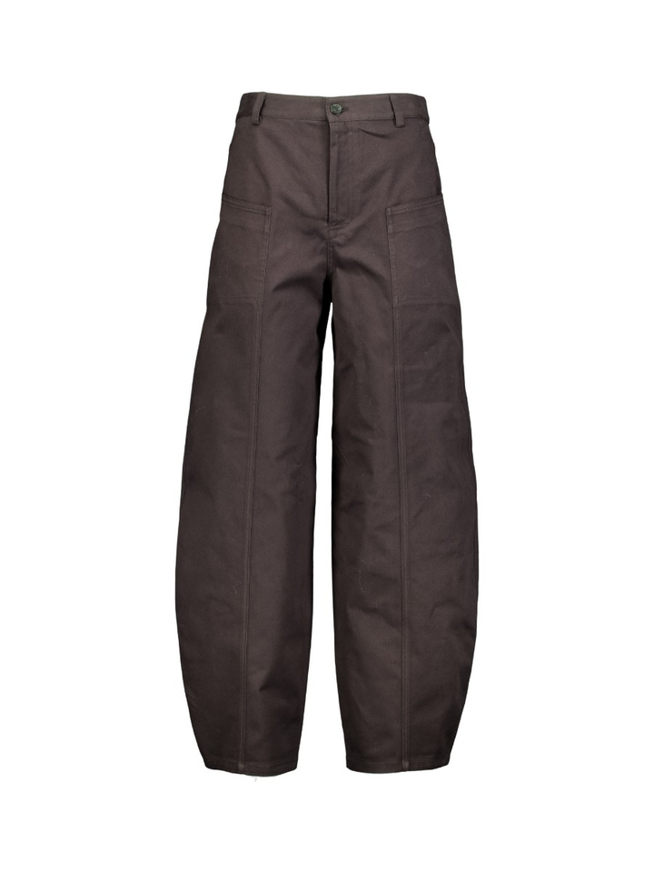 Donkerbruine barrel broek met hoge taille Semicouture 