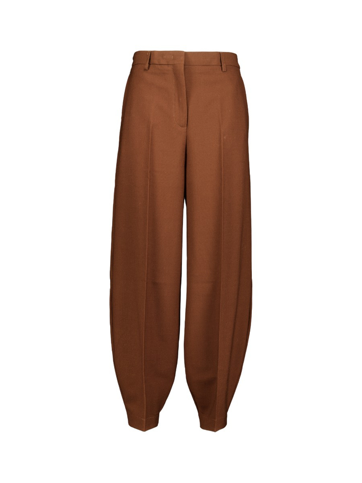 Donkerbruine geklede broek in barrel fit Semicouture 