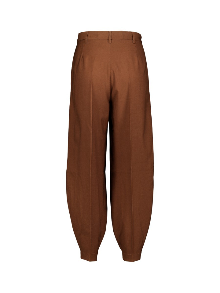 Donkerbruine geklede broek in barrel fit Semicouture 