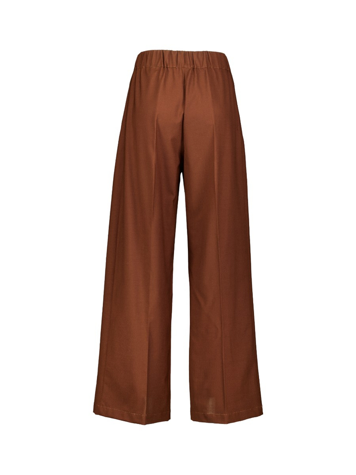 Camel kleurige wijde broek met bandplooi Semicouture