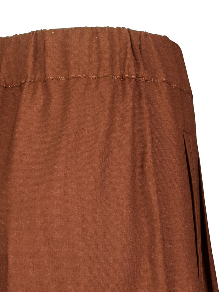 Camel kleurige wijde broek met bandplooi Semicouture