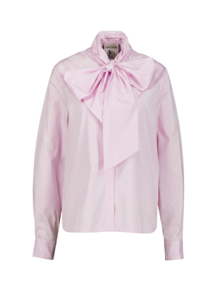 Roze katoenen blouse met strik Semicouture
