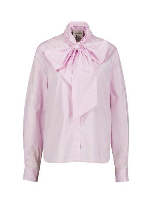 Roze katoenen blouse met strik Semicouture
