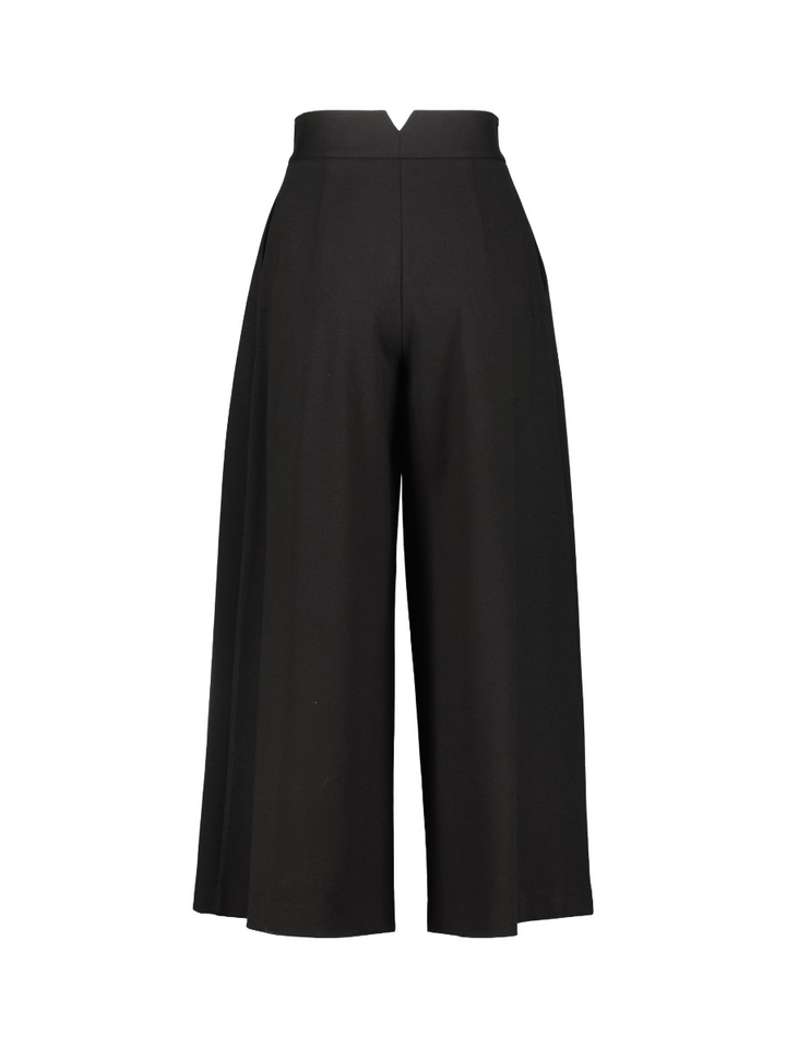 Zwarte wijde broek met bandplooi Meimeij