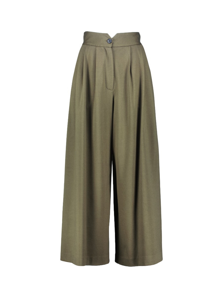 Groene wijde broek met bandplooi Meimeij