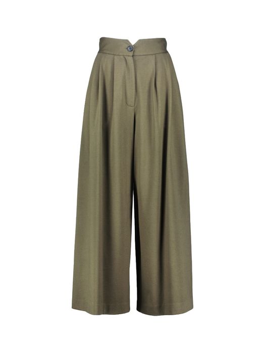 Groene wijde broek met bandplooi Meimeij