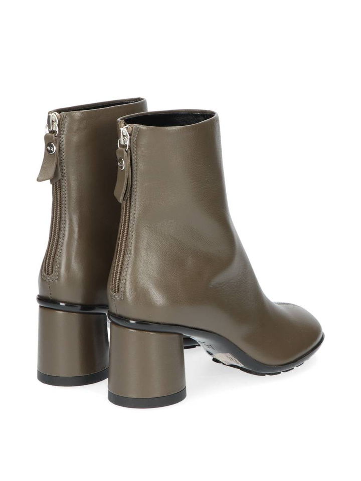 Kaki groene lederen enkellaars Curvy Bootie AGL