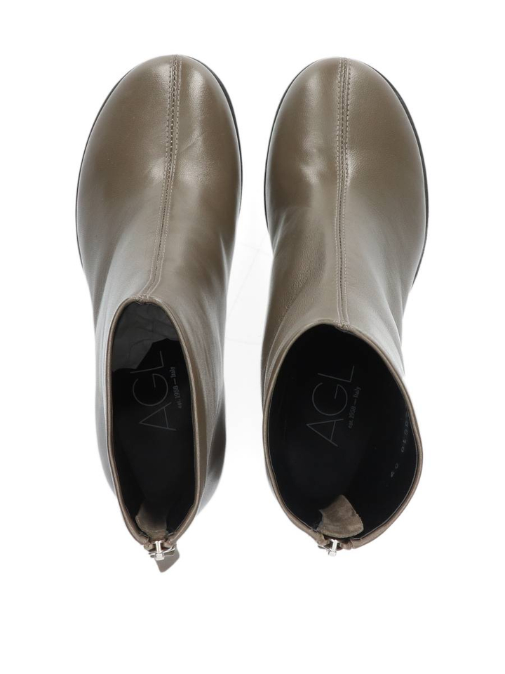 Kaki groene lederen enkellaars Curvy Bootie AGL