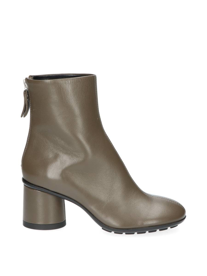 Kaki groene lederen enkellaars Curvy Bootie AGL